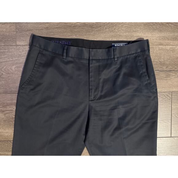 Bonobos Black Weekday Warrior Tuesday Straight Fit Dress Pant 35x30 actual 35x29 - Picture 2 of 6